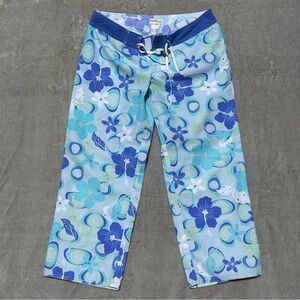 Patagonia Women’s Blue Floral Swim Capri Surf Board Pants Tropical Hawaiian 6